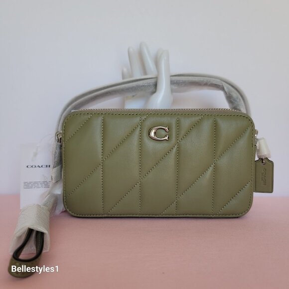 COACH Kira With Quilted Nappa Smooth Leather Crossbody Bag- Moss color ⭐ - Picture 6 of 16